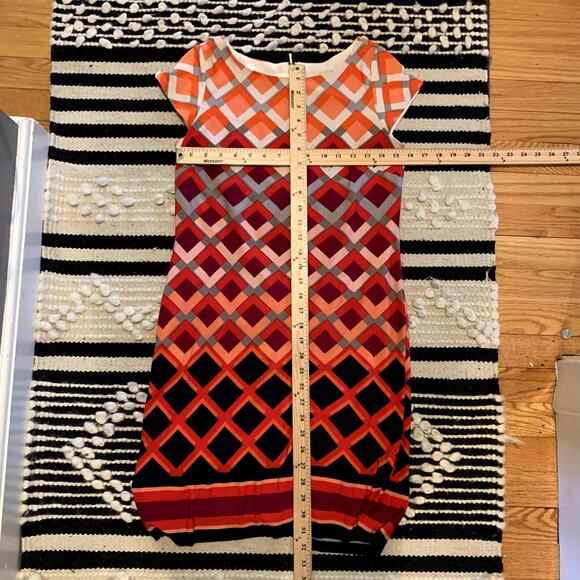 Eliza J Pink Ombre Diamond Shift Stretch Dress 4 S Small Short Cap Sleeve - Picture 10 of 10